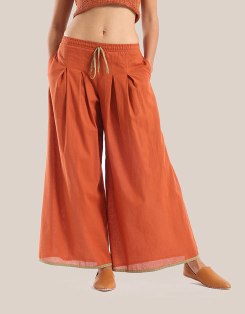 Wide leg pants with pleats on the front and back
