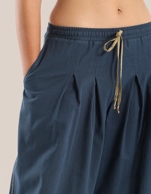 Wide leg pants with pleats on the front and back