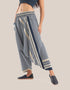 Harem pants with a wide elastic waistband