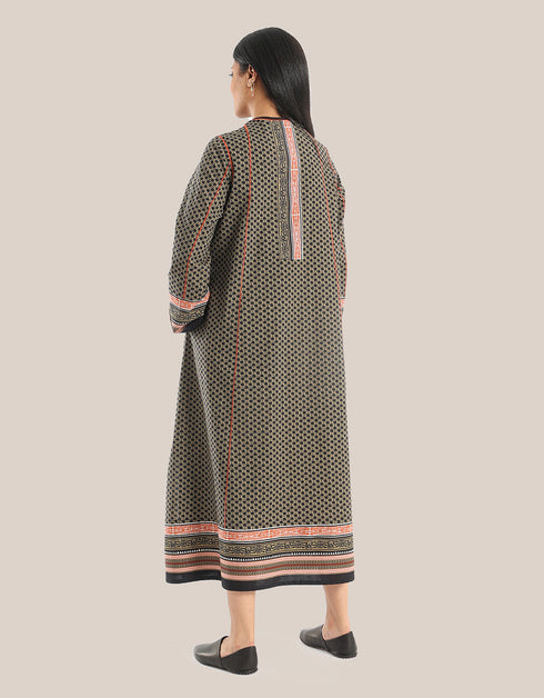 Long dress with asymmetric hemline