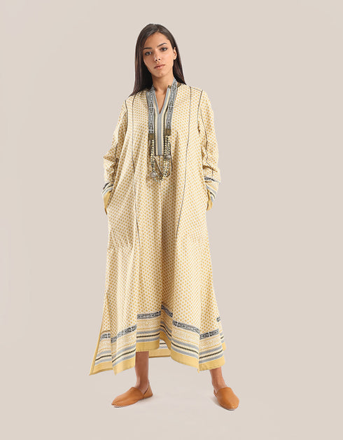 Long dress with asymmetric hemline