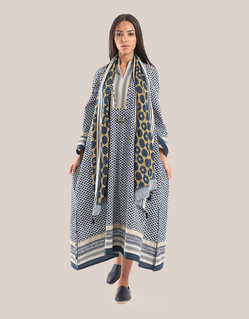 Long dress with asymmetric hemline