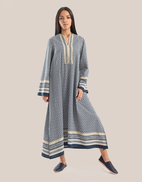 Long dress with asymmetric hemline