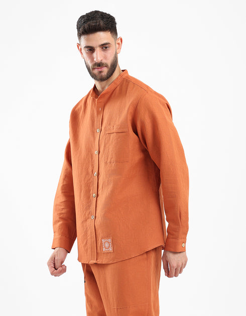 Linen shirt with front pocket