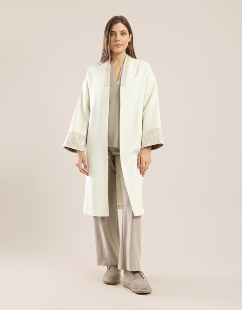 Wide leg pants in faux cashmere