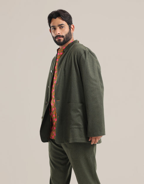 Button down wool blend jacket