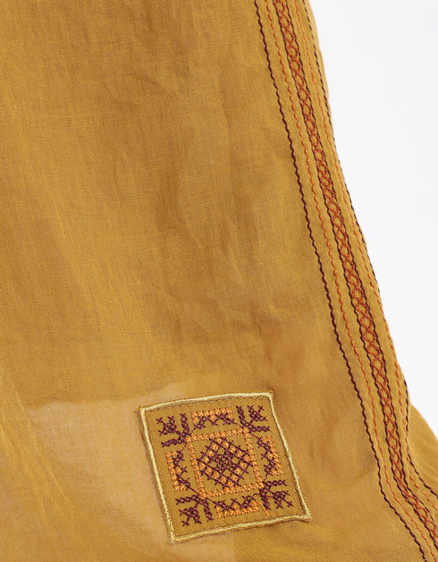 Wide leg drape waistline pants with embroidery