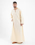 Long linen jellabiya with round neckline with slits