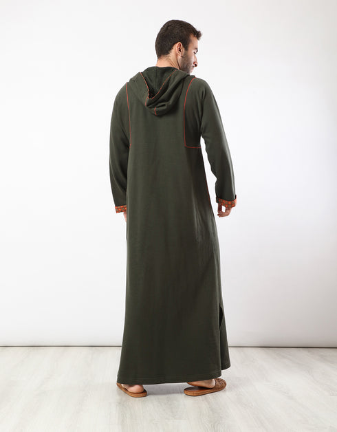 Printed hooded jellabiya