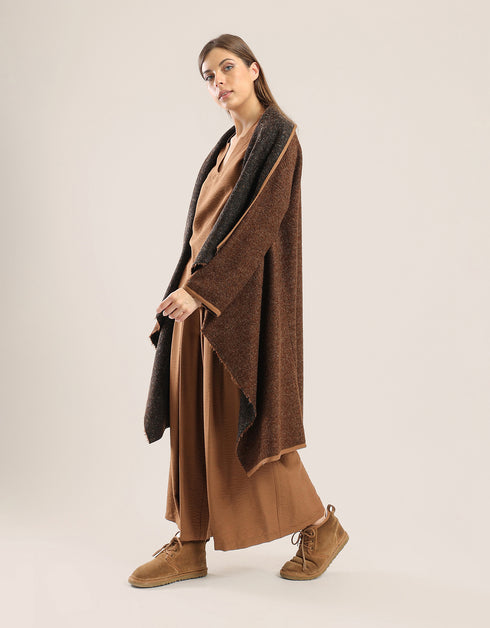 Coat with draped collar