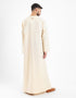 Long linen jellabiya with round neckline with slits