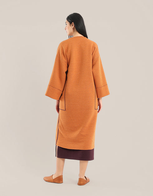 معطف مخطط مبطن قابل للعكس مع لونين مختلفين على كل جانب