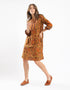 Short printed dress with three quarter sleeves