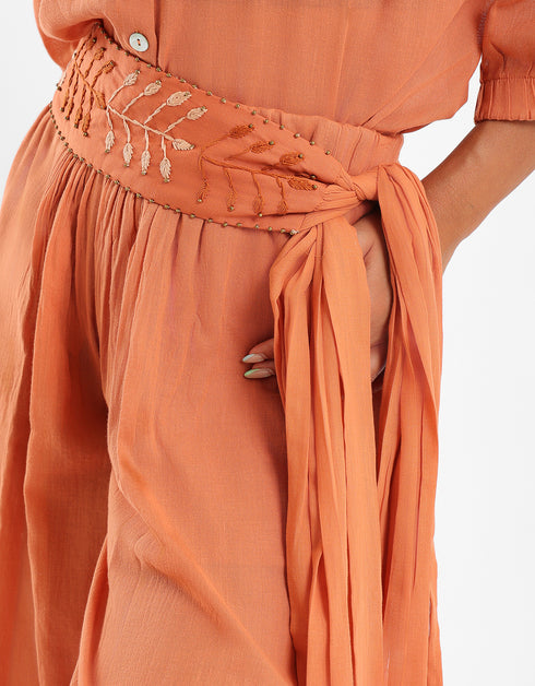 Embroidered band cotton belt