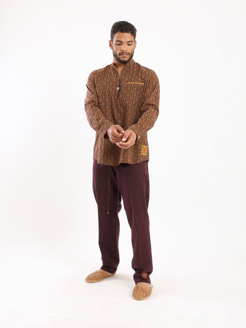 Printed cotton shirt with a single front pocket