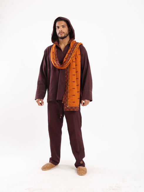 Straight leg cotton pants with patch pockets on the front