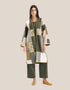 Reversible patchwork coat in mixed textiles with pockets on both sides