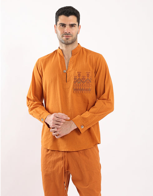 Embroidered Striped cotton shirt