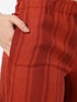 Straight pants in striped linen