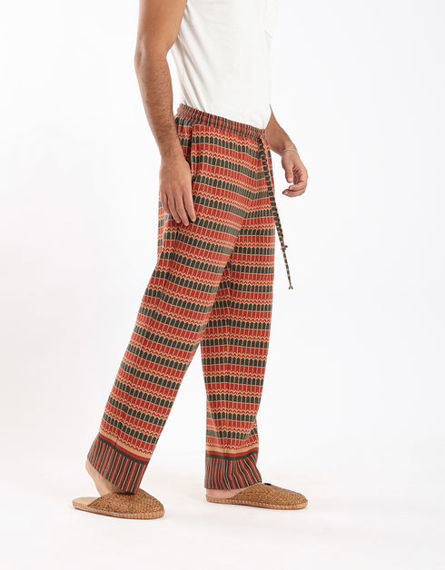 Jacquard straight leg pants with drawstring
