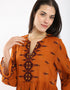 Long tear dress in light printed cotton