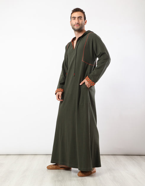 Printed hooded jellabiya