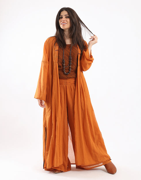 Reversible voile tank top with round neck