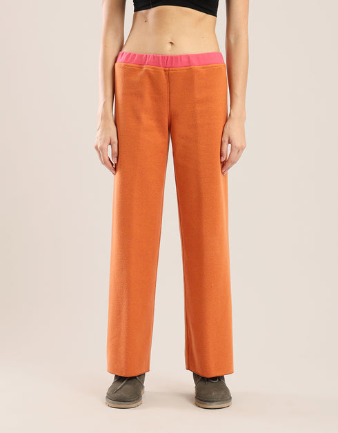 Reversible straight leg pants with contrasting colour