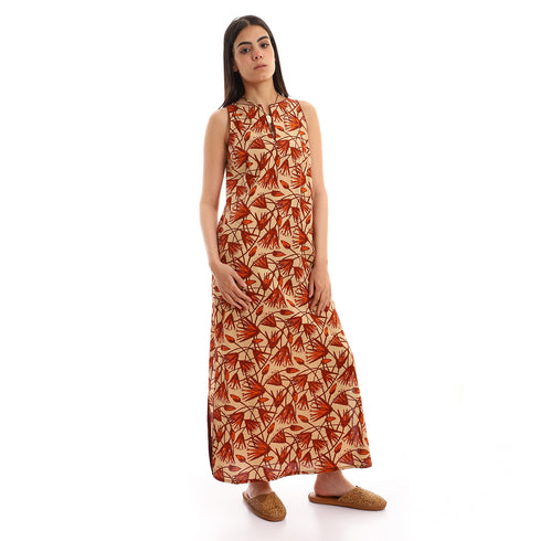 Long cotton printed dress