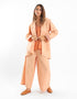 Hooded linen jacket with long sleeves