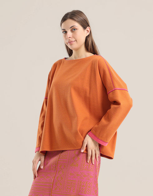 Oversized jacquard sweater with long sleeves