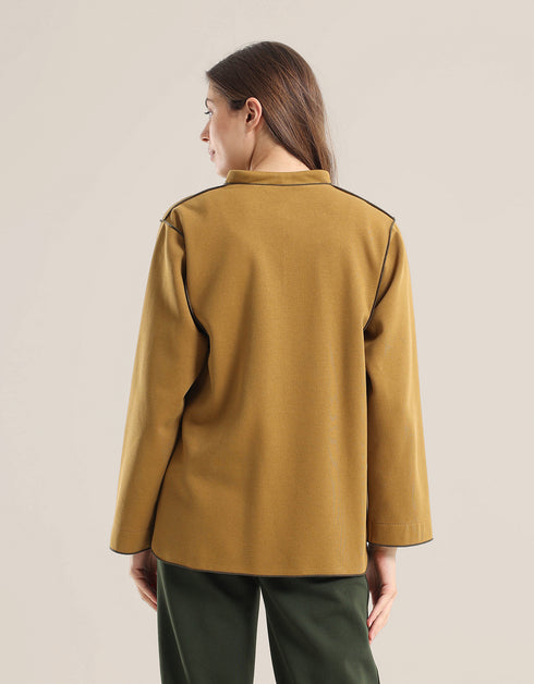 Shirt Jacket with round hem with slits