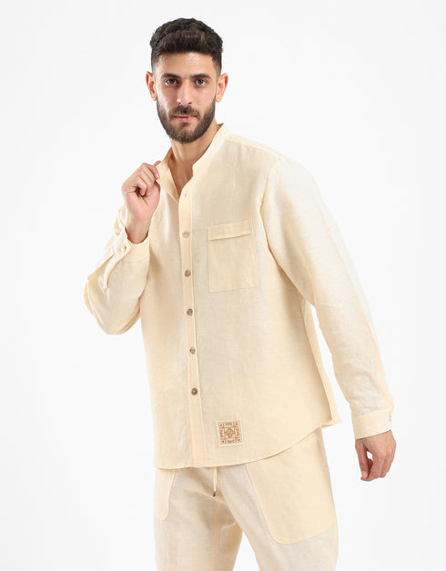 Linen shirt with front pocket