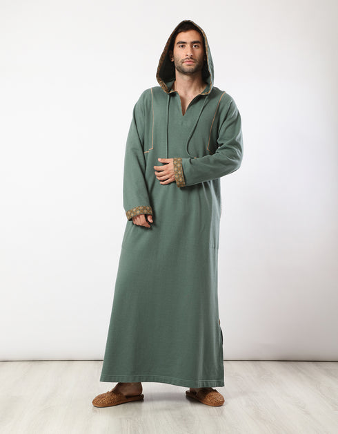 Printed hooded jellabiya