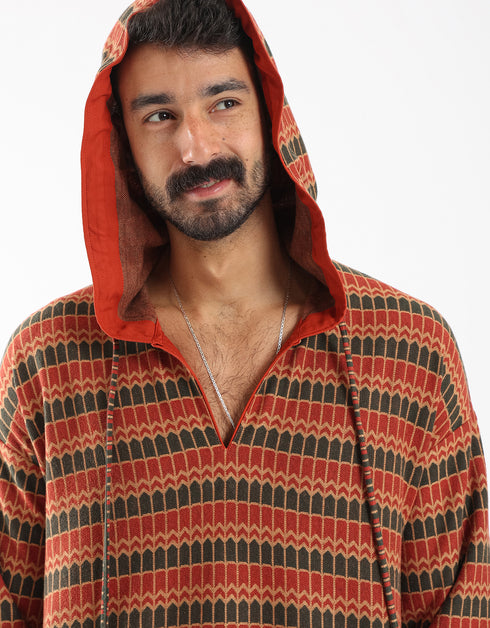 Patterned Jacquard Hooded jellabiya