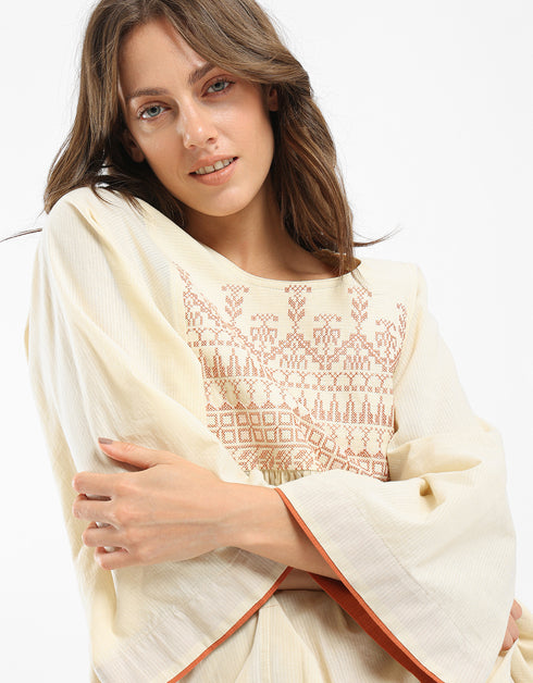 Embroidery cotton long dress