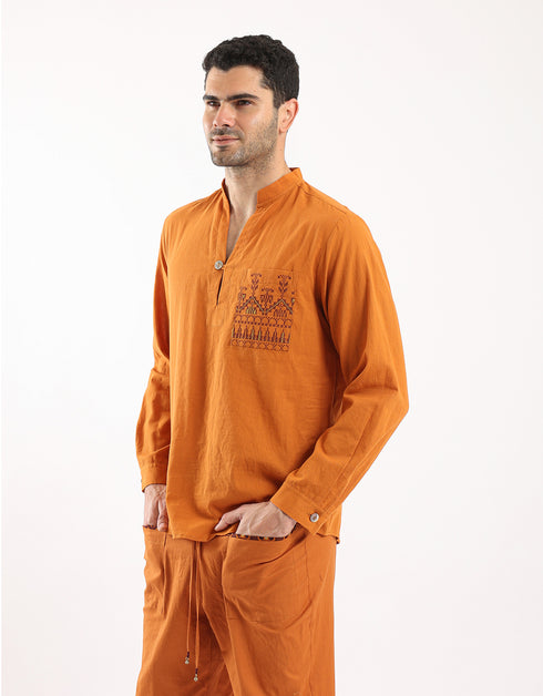 Embroidered Striped cotton shirt