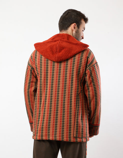 Reversible fur hooded jacket