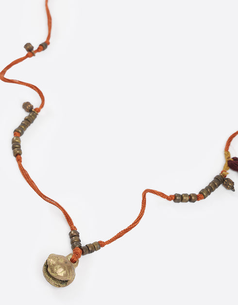 Cotton threads necklace with melted beads