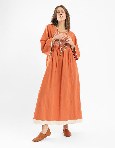Embroidery cotton long dress