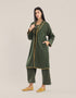 Reversible patchwork coat in mixed textiles with pockets on both sides