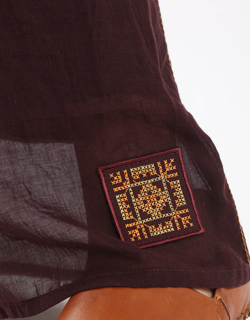 Wide leg drape waistline pants with embroidery