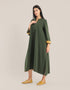 Milton long dress with round neckline with slits,