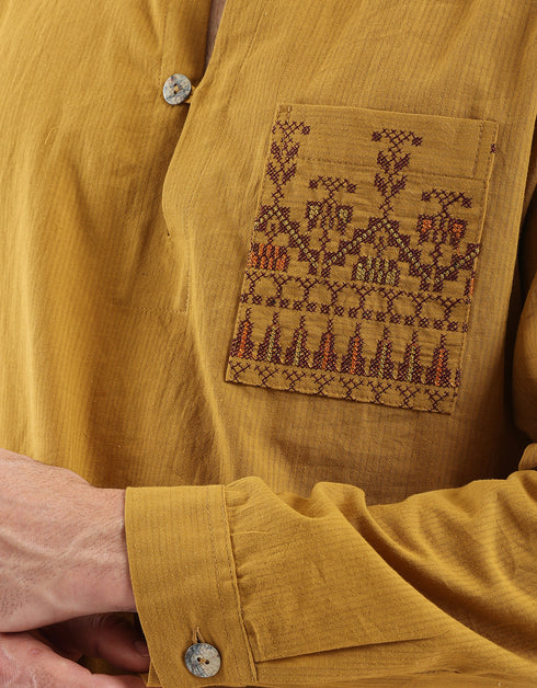 Embroidered Striped cotton shirt