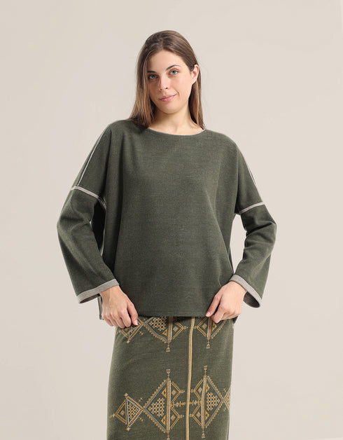 Oversized jacquard sweater with long sleeves