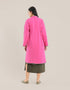 Reversible patchwork coat in mixed textiles with pockets on both sides