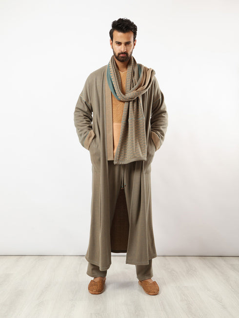 Straight patterned jacquard pants