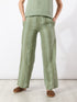 Straight pants in striped linen