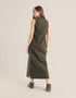 Sleeveless long dress in blended wool