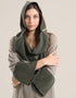 Reversible hooded scarf in 2 coloured jacquard
